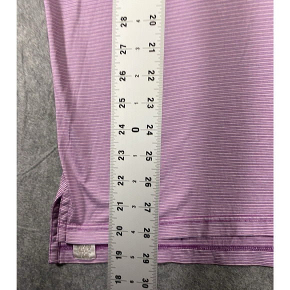 Peter Millar Polo Shirt Mens Medium Striped Light Purple Golf Preppy - Picture 3 of 12